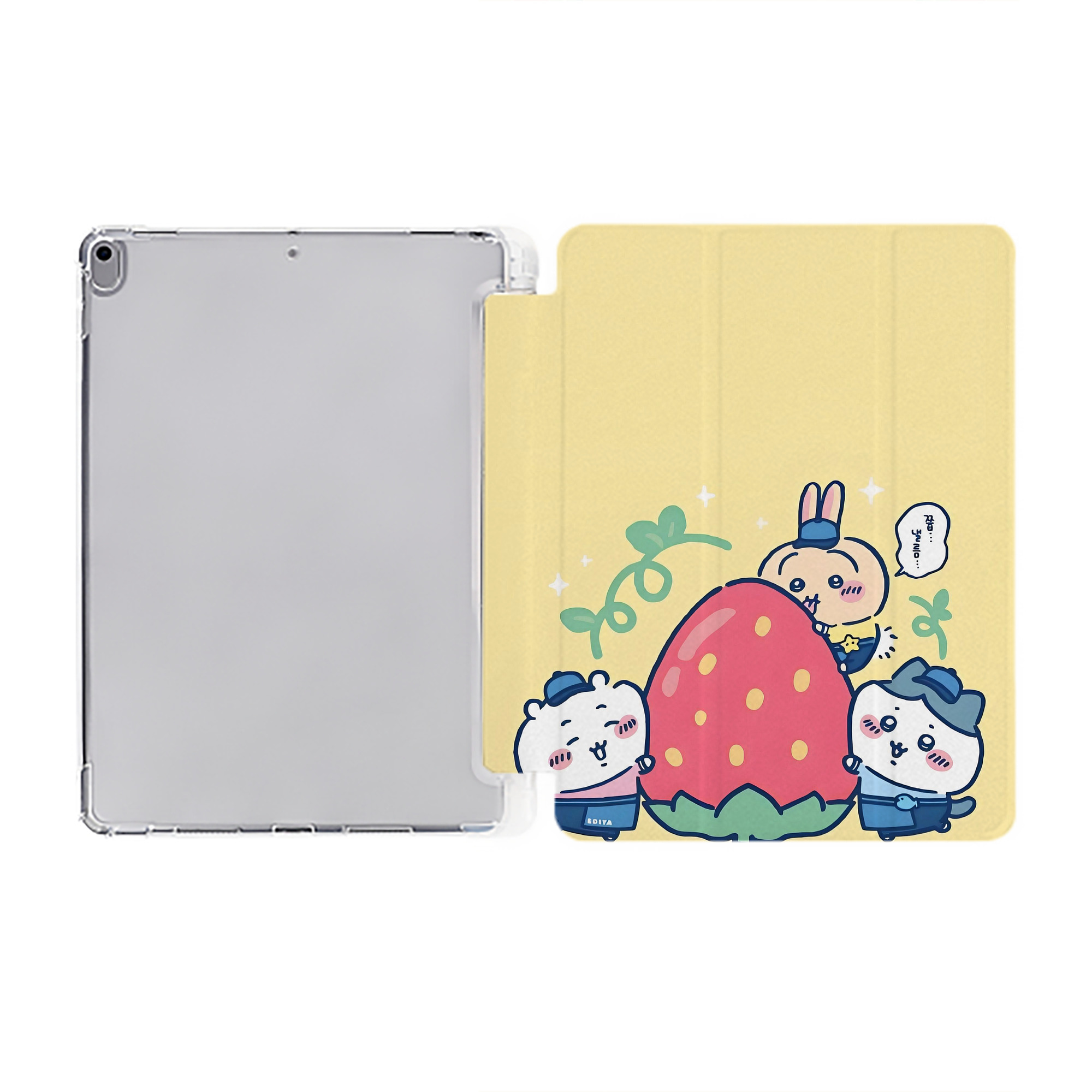 （画像用） ちいかわ Chii-kawa IPad ケース ペン収納付き 三つ折りスタンド PUレザー×シリコン 対応機種9.5/10.5/10.9インチ